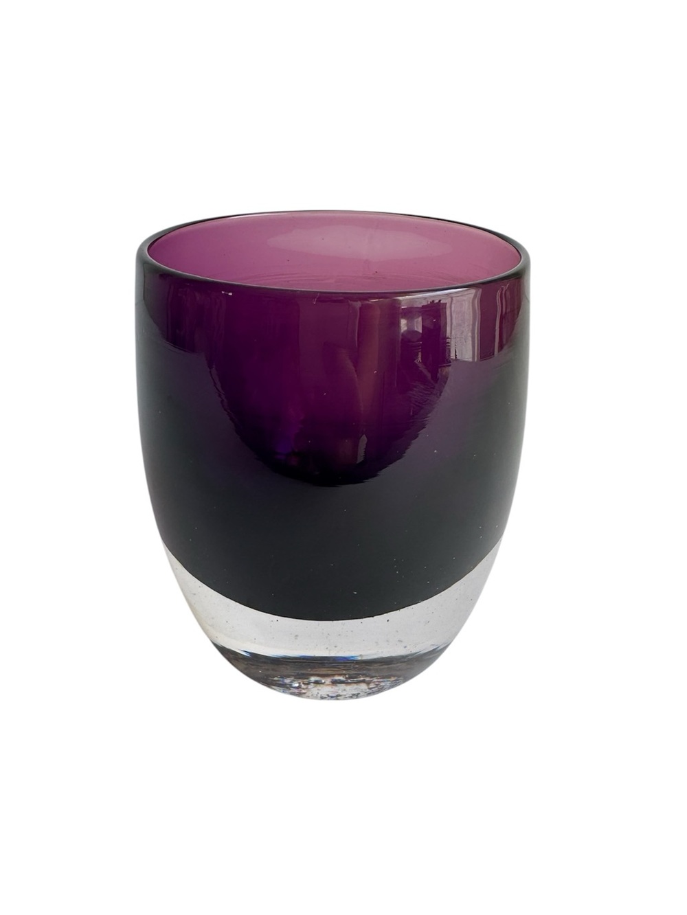 Glassybaby Lollypop Purple Votive Candle Holder Artisan Handblown Art Glass USA